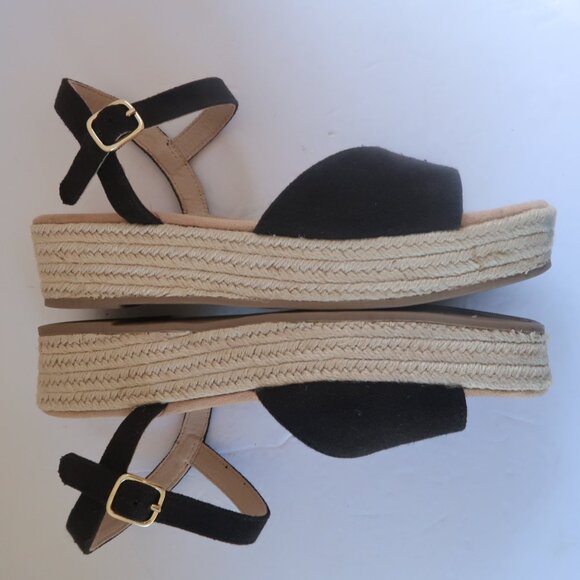 Old Navy Espadrille Wedge Black Sandals Sz 10 - Picture 9 of 15